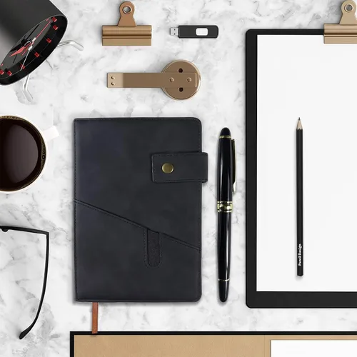 Miniatura 3 de Cuaderno rayado con bolígrafo, diario personalizado A5 de cuero de tapa dura para hombres y mujeres, 200 páginas de papel grueso de 100 GSM