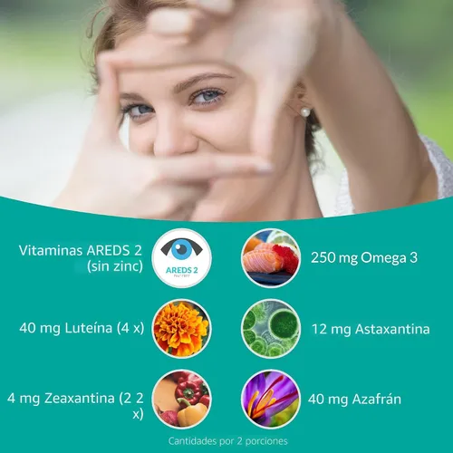 Miniatura 2 de UpNourish AREDS 2 Plus Suplemento vitamínico para ojos, fórmula libre de zinc AREDS 2 con luteína, zeaxantina, azafrán, astaxantina y DHA - 120
