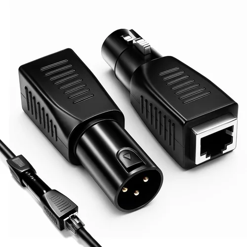 Kit adaptador DMX a RJ45, convertidor XLR a Ethernet de 3 pines y 5 pines, paquete de 2 unidades (macho y hembra), utiliza cable CAT-5/CAT-6 para