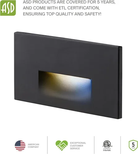 Miniatura 7 de ASD Luminaria LED empotrada para escalones, iluminación de pasarela al aire libre de atardecer a amanecer 3CCT, fotocélula, resistente al agua