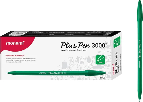 Miniatura 5 de MONAMI Plus Pen 3000 bolígrafos de punta de fieltro, punta fina (0.016 in), forro fino, escritura/diario/toma de notas en casa, escuela y oficina