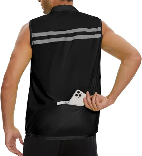Miniatura 4 de Chaleco de seguridad Hi-Viz para hombre, chaleco cortavientos sin mangas, resistente al viento y reflectante