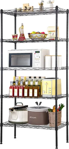Miniatura 11 de Estantería de 6 alambres ajustable, estante de almacenamiento de metal con patas niveladoras para armario, lavandería, despensa, cocina, garaje