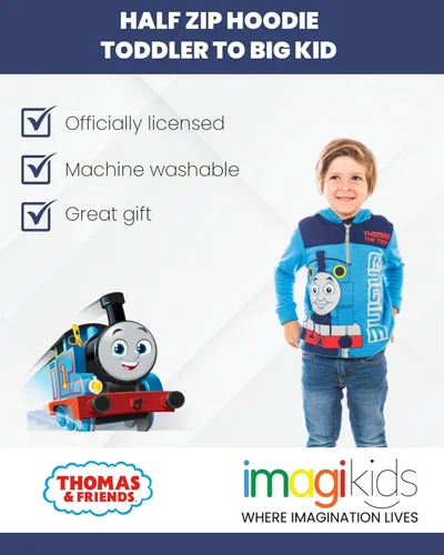Miniatura 3 de Thomas & Friends Thomas the Tank Engine & Friends - Sudadera de forro polar con media cremallera, Azul,Metálico
