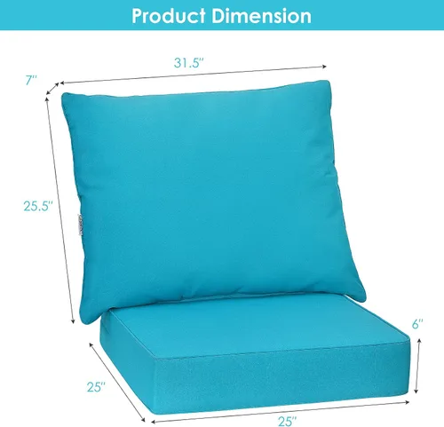 Miniatura 6 de Giantex Juego de cojines de patio con almohada, cojín de asiento profundo y respaldo, almohadillas para sillas de exterior con lazos, reemplazo
