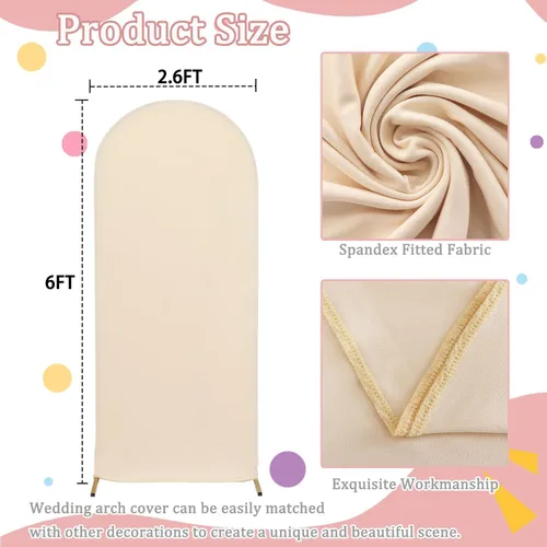 Miniatura 2 de FOTSHARER Cubierta para arco de boda, cubierta de arco de globo beige de 2.6 x 6 pies, cubiertas de fondo de arco de arco de elastano boho Chiara