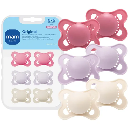 Miniatura 11 de MAM Chupetes de bebé mate originales, Binky para niños de 0 a 6 meses, pezón de silicona sin BPA, fácil de limpiar, lo mejor para bebés recién