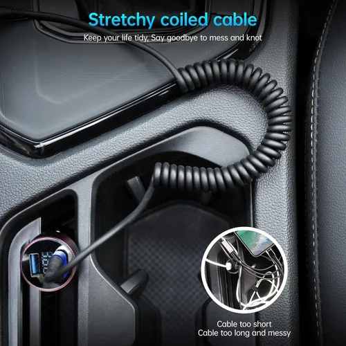 Miniatura 4 de Cable de carga para iPhone para automóvil de 3 pies, paquete de 2 cables Lightning enrollados, [certificado Apple MFi] cable de carga retráctil
