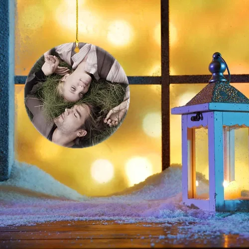 Miniatura 4 de Adorno de árbol de Navidad personalizado de doble cara, carga cualquier foto, adorno de Navidad personalizado de cerámica, adorno de árbol