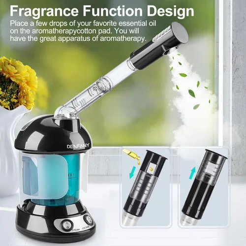Miniatura 3 de Vaporizador Facial - DENFANY Vaporizador Facial Nano Iónico con Brazo Giratorio Extensible de 360° - Vaporizador Facial Portátil para Cuidado Azul