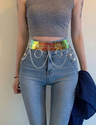 Miniatura 7 de TOPACC Trajes de rave con cinturón holográfico para mujer, disfraz iridecente para niñas