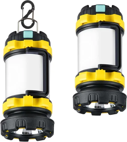 Paquete de 2 linternas de campamento, luz LED para acampar al aire libre, linternas recargables con 1000 lm, 6 modos, banco de energía de 4000 mAh,