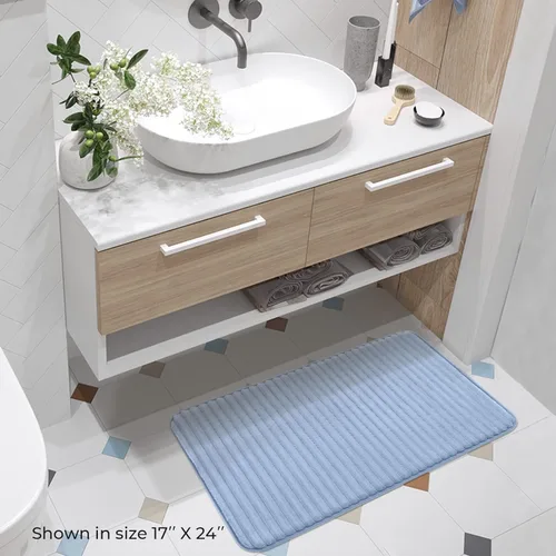 Miniatura 2 de FRESHMINT - Alfombra de baño de espuma viscoelástica ultrasuave con carbón activado, 17 x 24 pulgadas, tapete para baño antideslizante, alfombras