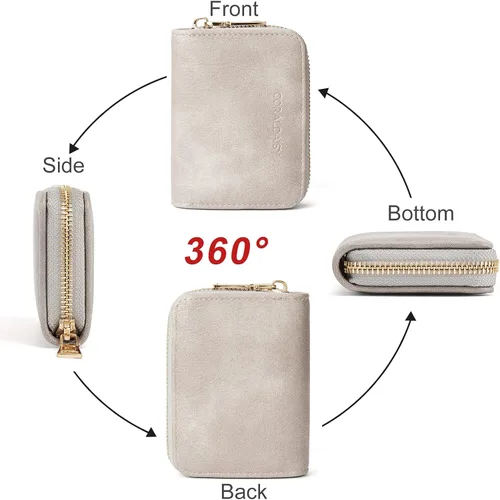 Miniatura 7 de CORALDAISY Cartera de piel vegana con tarjetero para tarjetas de crédito con cremallera, 1-gris, Mini