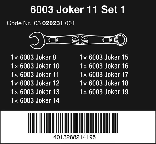 Miniatura 2 de Wera 05020231001 6003 Joker 11 juego de 1 llave combinada, 11 piezas