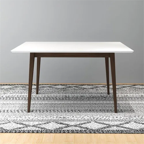 Miniatura 4 de Allora Mesa de comedor rectangular de madera moderna de mediados de siglo para cocina, comedor en nogal y blanco de 47 pulgadas