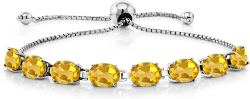 Miniatura 110 de Gem Stone King Pulsera de plata de ley 925 con piedra natal ovalada de 0.276 x 0.197 in para mujer, totalmente ajustable hasta 9 pulgadas