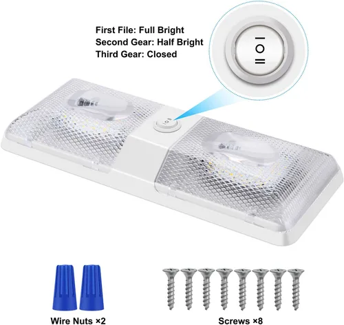 Miniatura 7 de BlueFire Luz LED de techo doble con interruptor de encendido/apagado, 6W 600LM, 4000-4500K, iluminación interior de 12 V CC para caravana, remolque
