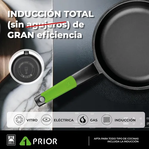 Miniatura 3 de BRA Prior - Sartén de aluminio fundido con revestimiento antiadherente clásico de teflón, 10.2 in, color negro