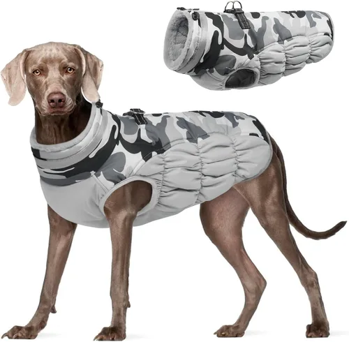 Miniatura 40 de FUAMEY - Chaqueta de invierno para perro, chaleco acolchado con arnés, ropa cálida para mascotas, abrigo con cremallera, impermeable, para perros