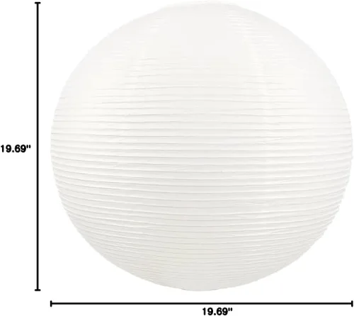 Miniatura 10 de Faroles de papel redondos blancos de 19.68 pulgadas, lámpara colgante de linterna de papel china/japonesa, pantalla grande para decoración