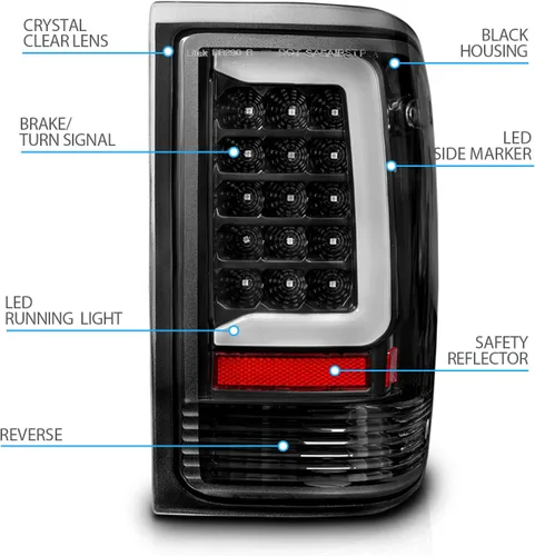 Miniatura 5 de AmeriLite Juego de luces traseras para camioneta Ford Ranger 1993-1997 tipo C halógeno, LED, tubo de repuesto para camioneta, lado del pasajero
