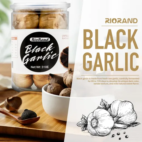 Miniatura 3 de RioRand Ajo Negro 10.93 oz Ajo Negro Entero Envejecido por 90 Días Completos Tarro De Ajo Negro 0.68 Libras