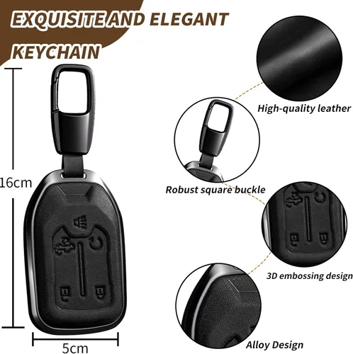 Miniatura 4 de PEICHI Funda para llavero de cuero para automóvil para 2019-2023 Silverado Suburban Tahoe Acadia Terrain Yukon Key Sierra 1500 2500HD 3500HD