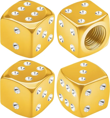 Miniatura 14 de 4 tapas de vástago de válvula de neumático estilo dado, tapas de neumáticos de automóvil, cubiertas de válvula de rueda de aleación de aluminio