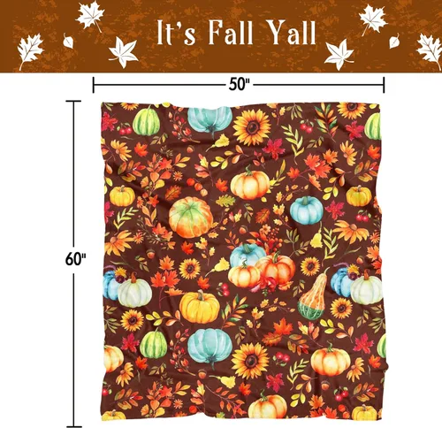 Miniatura 7 de Manta súper suave, acogedora y afelpada para sofá y silla, mantas de otoño y mantas de calabaza (50 x 60 pulgadas)