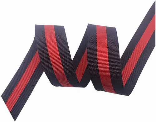 Miniatura 3 de QIANF Cinta de grogrén a rayas negras, rojas, negras, 3/8 pulgadas, 25 yardas (varios anchos y colores disponibles)