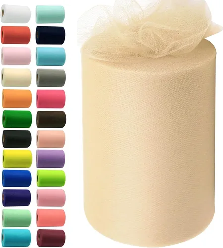 Miniatura 14 de Rollos de tela de tul de 6 pulgadas por 100 yardas (300 pies) Carrete de cinta de tul para manualidades, tutú, arco para la cabeza, decoración