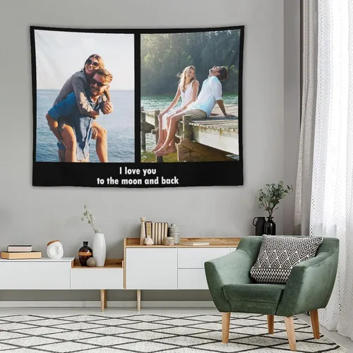 Miniatura 5 de Tapiz personalizado para cargar imágenes con fotos y textos, tapiz personalizado para colgar en la pared, manta de telón de fondo para decoración