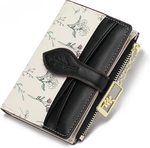 Miniatura 7 de GAEKEAO Billeteras pequeñas para mujer, con bloqueo RFID, plegable, de piel vegana, con bolsillo con cremallera, ventana de identificación