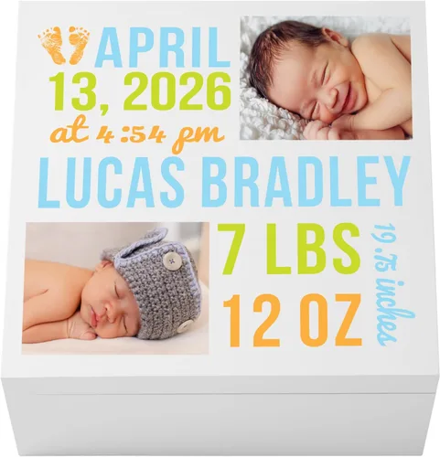 Miniatura 11 de Let's Make Memories Caja de recuerdos personalizada para recién nacido, almacenamiento de recuerdos, caja de recuerdos, decoración de guardería, 6