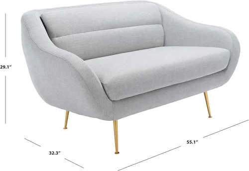 Miniatura 13 de SAFAVIEH Couture Home Collection Belladonna SFV4525A - Sofá biplaza tapizado de mediados de siglo, color gris claro, para sala de estar, dormitorio