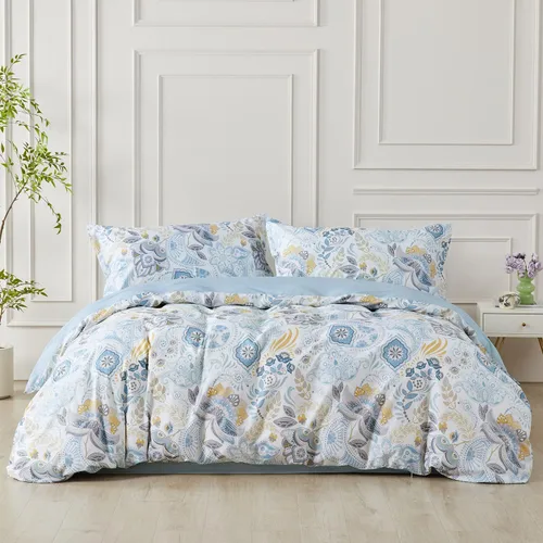 Miniatura 65 de SAPHREAS Juego de Funda de Edredón de Flores Rosas 2 piezas Algodón Estilo Jardín Campanilla Floral Ropa de Cama Juego de Funda de Edredón 100%