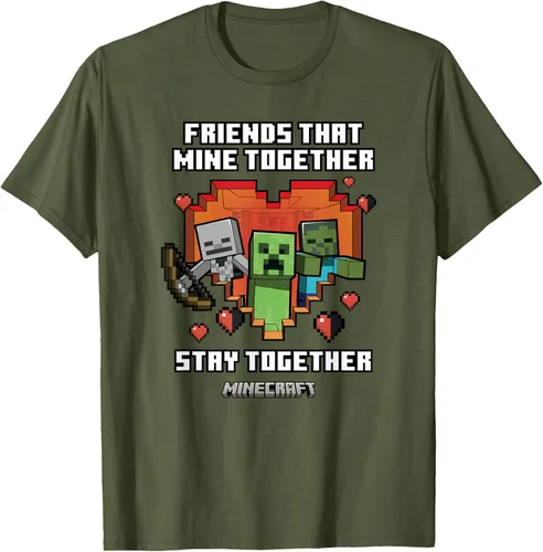 Miniatura 5 de Minecraft Camiseta de San Valentín Friends That Mine Together Mobs, Negro