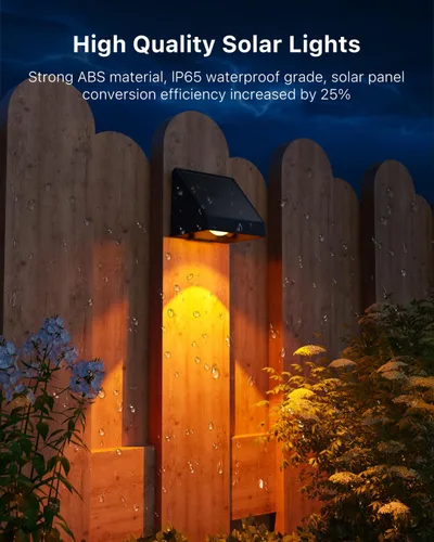 Miniatura 7 de Paquete de 16 luces solares para valla de montaje en pared para exteriores, decorativas, impermeables, para terraza, escaleras exteriores, jaula