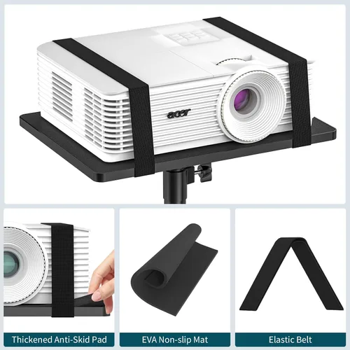 Miniatura 5 de GLEAM Trípode para proyector de 23 a 51 pulgadas, soporte de trípode para laptop con banda elástica, altura ajustable para oficina, hogar