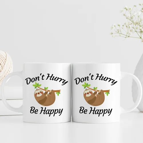 Miniatura 4 de aiyaya Taza de café con texto en inglés "Don't Hurry Be Happy Sloth - Bonita taza de café de perezoso de 11 onzas – Regalos de cumpleaños de Navidad