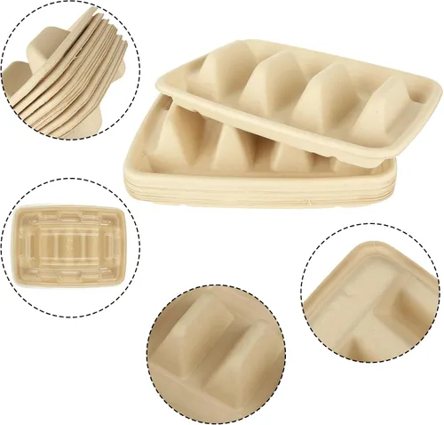 Miniatura 3 de Paquete de 50 soportes desechables para tacos con tapa para fiestas, platos de tacos de papel premium con divisores, soportes de bandeja de tacos