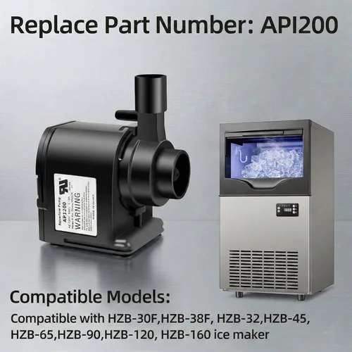 Miniatura 4 de AP1200 AC120V Bomba de agua comercial para máquina de hielo compatible con HZB-30F, HZB-38F, HZB-32, HZB-45, HZB-65, HZB-90, HZB-120 y HZB-160