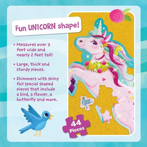 Miniatura 5 de Peaceable Kingdom Rompecabezas de unicornio brillante para el piso, 1 EA