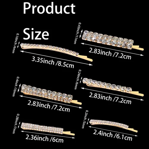 Miniatura 2 de 12 pinzas para el pelo de novia con diamantes de imitación, horquillas de aleación de diamantes de imitación, pinzas de pelo de cristal, pasador