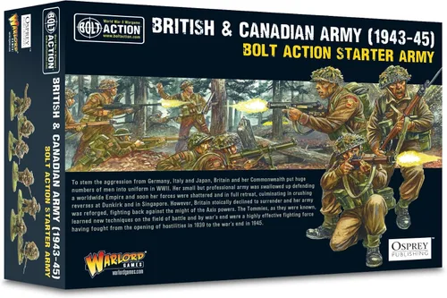 Warlord Bolt Action - Juego de iniciación del ejército británico y canadiense 1943-1945 Miniaturas de mesa 1:56 - Juego de soldados de la Segunda