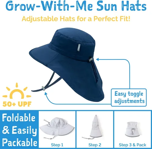 Miniatura 3 de JAN & JUL Sombrero de sol de aventura de algodón ajustable para niños 50+ UPF
