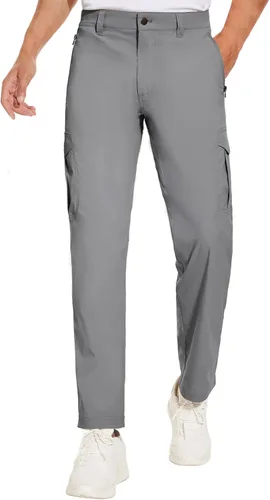 PULI Pantalones de senderismo elásticos para hombre con 5 bolsillos, impermeables, ajustados, para golf, casual, viajes, trabajo, para hombre