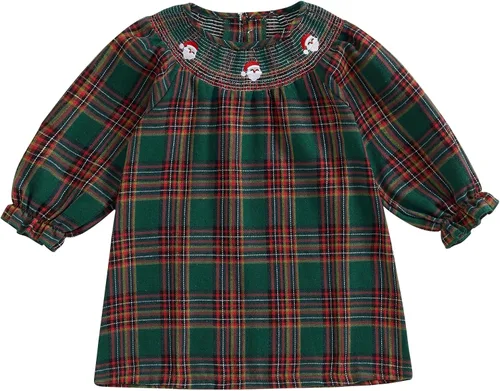 Miniatura 8 de Trajes de Navidad para niñas pequeñas, vestido de manga larga, falda vintage de encaje de una pieza, vestido de fiesta de terciopelo rojo, vestido