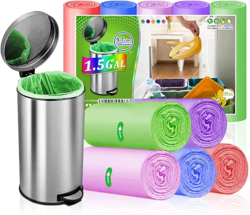 Bolsas de basura pequeñas de 1.5 galones, bolsas de basura pequeñas para baño, forros sin perfume, bolsas de basura fuertes para cocina, bolsas de